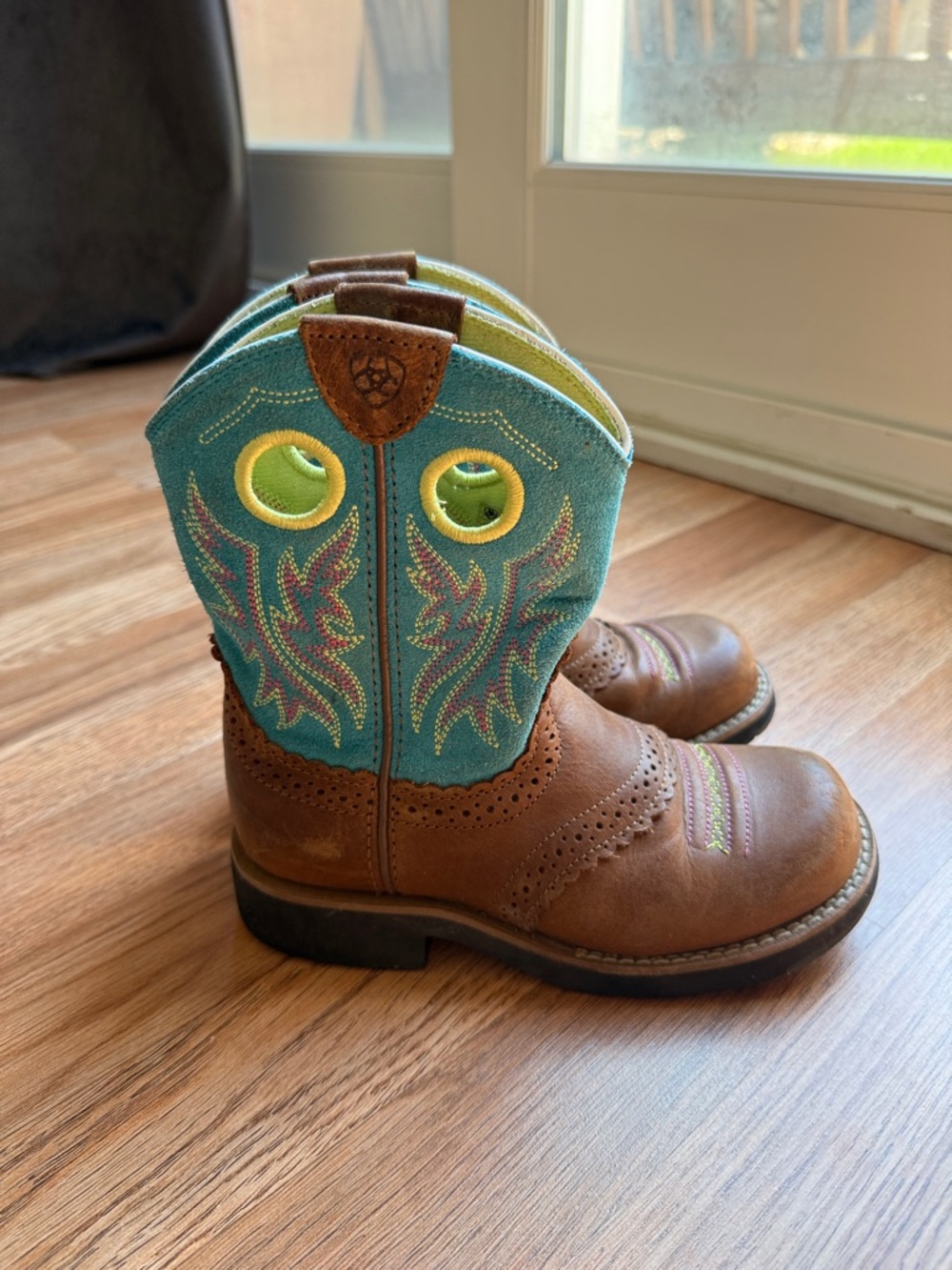 Ariat brown & turquoise kids boots